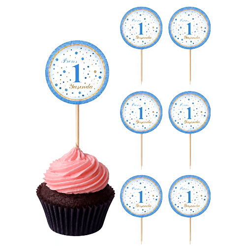  Prens 1 Yaş Cupcake Kürdan Süsü 20 Adet Mavi  Doğum Günü Parti Dekoru 