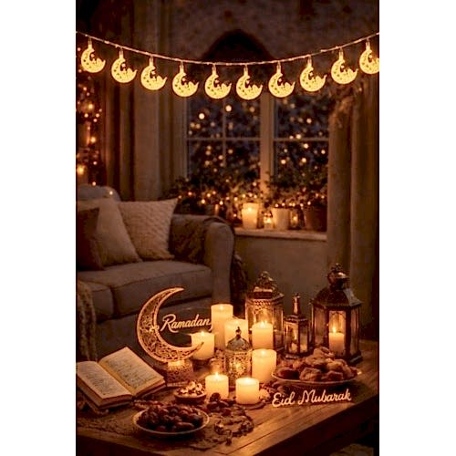 1.5mt Ramazan Led Işık Hilal Yıldız 10 Sarı Günışığı Pilli Süs Tavan Süsü Dini Bayramı Süsleme Seti 1.5mt Ramazan Led Işık Hilal Yıldız 10 Sarı Günışığı Pilli Süs Tavan Süsü Dini Bayramı Süsleme Seti