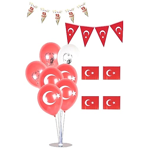 23 Nisan Balon Standlı Çubuklu Bayraklı Süsleme Seti Türk Bayrağı Flama Ev Kreş Okul Süsü 23 Nisan Balon Standlı Çubuklu Bayraklı Süsleme Seti Türk Bayrağı Flama Ev Kreş Okul Süsü